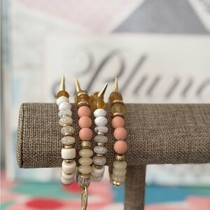 Plunder Gold and Cream Beaded Bracelet Set